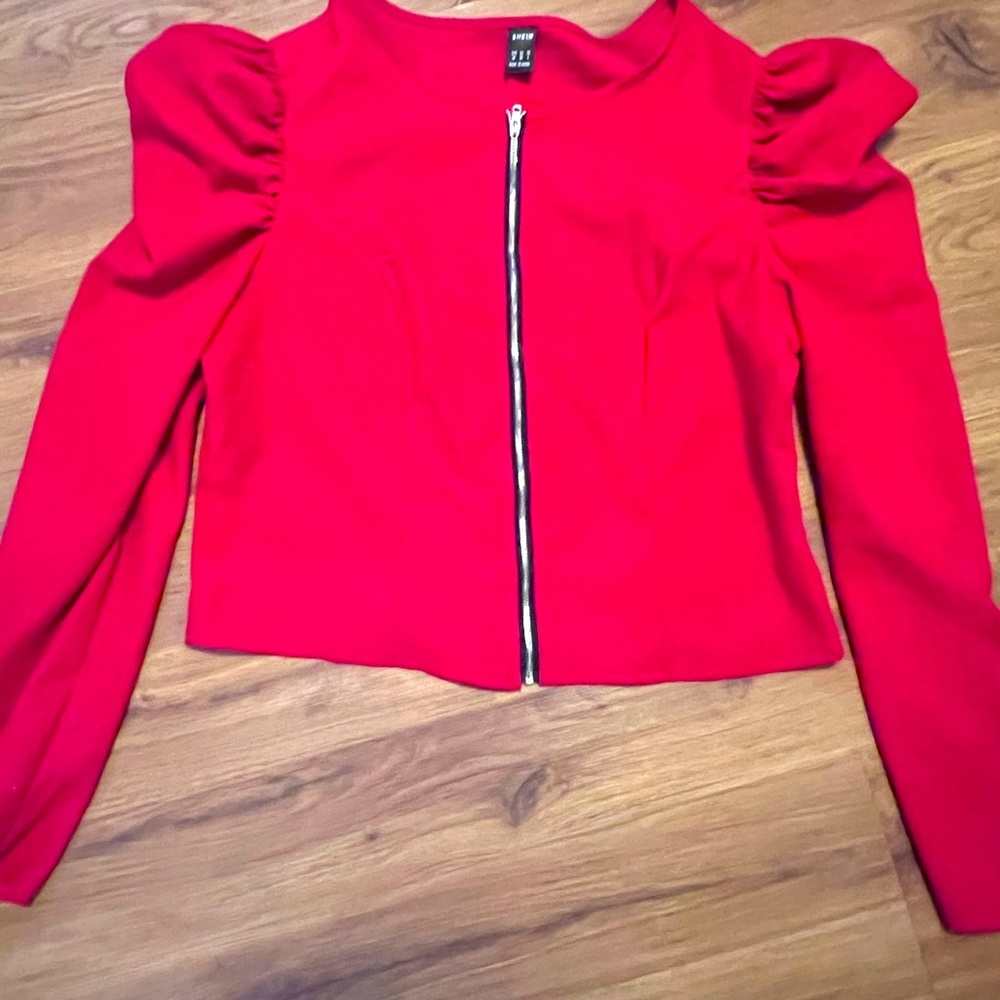 SHEIN red zipper jacket